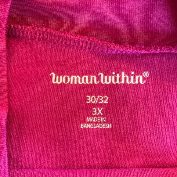 💚 Woman Within Mock Neck Half Sleeve Tee Pink 3x - Picture 4 of 6